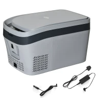 HOMCOM Nevera Portátil Compresor Mini Frigorífico 24L 12V/24V CC de 20℃ a -18℃ con Pantalla LED Táctil y Luz Eléctrica Refrigerador de Coche para Hogar Camping Viajes Automóvil 58x36,4x34,5 cm Gris(m-1)
