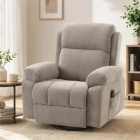 HOMCOM Sillón relax Sillón de TV Sillón de masaje giratorio 360° con calor, masaje, aspecto chenilla, Beige(m-4)