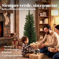 HOMCOM Juego de 2 Árboles de Navidad 120 cm con 170 Ramas Base Tipo Maceta de Vivero Montaje Rápido para Salón Interior Verde(m-4)