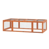 Pawhut Freilaufgehege für Kleintiere Aufklappbares Dach Tannenholz Orange(m-11)