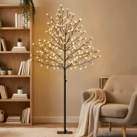 HOMCOM LED-Kirschblütenbaum 150 cm mit 160 LEDs, künstlicher Leuchtbaum mit 20 biegsamen Zweigen, Weihnachtsdeko(m-10)