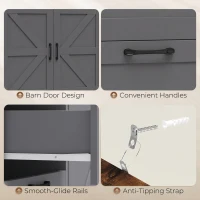 HOMCOM Sideboard Cabinet with Power Outlet, Farmhouse Kitchen Cabinet with 3 Drawers and Open Shelf, Grey(m-7)