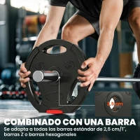 SPORTNOW Juego de Discos Pesas de 4 Piezas 2x5 kg 2x2,5 kg con Orificios de 2,5 cm para Entrenamiento Fitness en Hogar Negro(m-5)