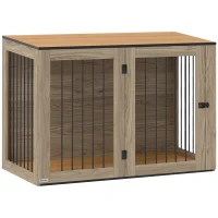PawHut Hundebox, Haustierbox für große Hunde, Hundehütte, Indoor, 106 x 60 x 76 cm, Eiche(m-1)