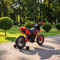 AIYAPLAY Moto Électrique Enfants 12 V, Vitesse Max 3 Km/h, Batterie au Lithium, Double Moteur, Suspension Arrière, Rouge(m-11)