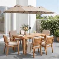 Outsunny Ombrellone Doppio Inclinabile a 45° con Manovella e Prese d'Aria, in Acciaio e Poliestere, 285x147x227 cm, Caffè(m-8)