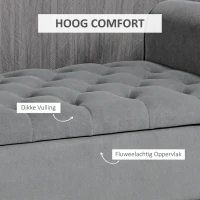 HOMCOM Zitbank Polsterbank Bedbank, Knoopstiksel, Fluweelachtige Afwerking, 126 cm x 48,5 cm x 57 cm, Grijs(m-5)