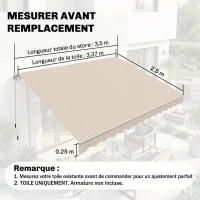 Outsunny Toile de Rechange Store Banne avec Lambrequin, Déperlante, Toile de Remplacement pour Store 3,5 x 2,5 m Crème(m-3)