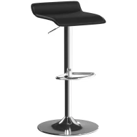 HOMCOM Taburet de bar rotativ 360° Scaun de bar cu cadru din oțel argintiu, Reglabil pe înălțime Scaun de bucătărie cu suport pentru picioare, Negru(m-7)