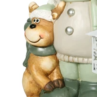 HOMCOM Sneeuwmanfiguur 43 cm van MgO met led-lantaarn en timer, voor entree en deuropening(m-12)
