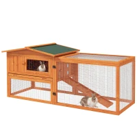 PawHut Kleintierstall Kleintierkäfig Kleintierhaus mit Asphaltdach Tannenholz Orange(m-12)