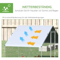 PawHut Hühnerstall, Freilaufgehege, Geflügelstall mit Schattendach, Freigehege für 4-6 Hühner, Enten Kaninchen, 3 x 2 x 2 m(m-4)