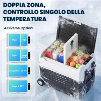 Outsunny Frigorifero Auto 50L Compressore, Doppia Zona, Controllo App, Nero, Campeggio.(m-5)