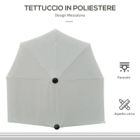 Outsunny Ombrellone Semicircolare con Manovella e Tettuccio Anti UV, 200x190x240 cm, Crema(m-7)