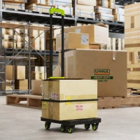 HOMCOM Opvouwbare steekwagen metalen transportwagen met wielen verstelbare greep 49 x 35 x 102 cm Groen(m-2)