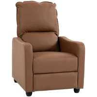 HOMCOM Poltrona Relax Reclinável Manual 155° com Pousa-pés, em PU, para Sala e Quarto, Castanho escuro(m-1)