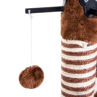 PawHut Poste Rascador para Gato Rascador Árbol para Arañar 3 Bolas de Juego Cubierta de Felpa Sisal Natural 34x34x42cm Marrón(m-5)