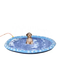 PawHut Splash Pad 150 cm Aspersor de Juegos de Agua con Rociador Tapete de Salpicaduras Piscina de Verano Portátil para Mascotas y Niños Azul(m-12)
