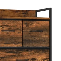HOMCOM Meuble de rangement style industriel commode 4 tiroirs en tissu pliables et amovibles et 1 étagère - 50 x 29 x 85 cm(m-12)