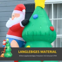 HOMCOM Aufblasbarer Weihnachtsbaum, Weihnachtsdekoration, 1,8 m, inkl. Gebläse, 123 cm x 85 cm x 180 cm, Grün + Rot(m-5)