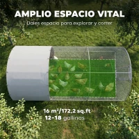 PawHut Gallinero de Exterior Grande para 12-18 Gallinas de Acero Galvanizado y Techo de Tela Oxford 5,7x2,8x1,97 m Plata(m-4)