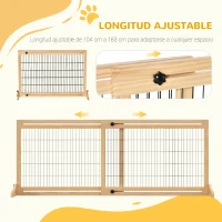 PawHut Barrera de Seguridad para Perros Extensible Barrera para Perros en Casa de Madera 104-180x36x69 cm Natural(m-4)