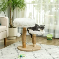 PawHut Katzenbaum, 61,5 cm, mit Katzenbett, Kratzpfosten, Sprungplattform, Spielzeugball, für Katzen bis zu 5 kg, Weiß(m-10)