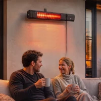 Outsunny Infrarot Heizstrahler Hängend 2000W Carbonfaser Deckenheizstrahler mit App Touch & Fernbedienung 9 Heizstufen(m-2)