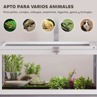 PawHut Casa para Tortugas de Madera con Techo de Malla Bandeja Extraíble y Soporte para Lámpara 104x53x82 cm Gris y Blanco(m-8)