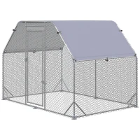 PawHut Gallinero para Exterior 2,8x1,9x1,95 m Jaula de Gallinas de 1 Habitación Cubierta de Tela Oxford Anti-UV Plata(m-11)