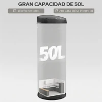HOMCOM Cubo de Basura Cocina Automático 50 L Sensor Infrarrojo Cierre Automático Antihuellas Acero Inoxidable Negro(m-5)