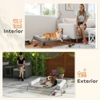 PawHut Cama Elevada para Perros Refrescante con Refuerzos Extraíbles Malla Transpirable y Marco de Acero 110x75x30 cm Gris(m-7)