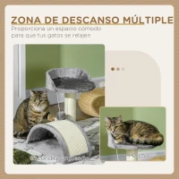 PawHut Árbol Rascador para Gatos Pequeños Altura 46 cm con Poste Tablero para Rascar Plataformas y Bola 35,5x37x46 cm Gris(m-6)