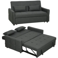HOMCOM Canapé Convertible 2 Places 3 en 1, Canapé-Lit Clic Clac 160 cm, Dossier Réglable, Assise Large, 2 Oreillers, Gris Foncé(m-16)