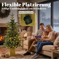 HOMCOM Kunstkerstboom 120 cm met 110 leds, 147 takpunten, 2 lichtkleuren en afstandsbediening(m-7)