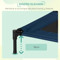 PawHut Cama Elevada para Perros Gatos Portátil Cama para Mascotas con Zona de Malla Transpirable y Tela Oxford para Interior Exterior 76x61x18 cm Azul(m-4)