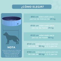 PawHut Piscina Plegable para Perros Gatos Ø120x30 cm Bañera Portátil para Mascotas PVC Antideslizante Múltiples Usos para Interiores y Exteriores Azul(m-4)