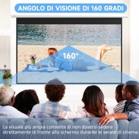 HOMCOM Telo per Proiettore 120" 16:9 Motorizzato con Telecomando, Fissaggio a Muro e Soffitto, Bianco(m-5)