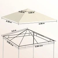 Outsunny Pânză de Înlocuire pentru Acoperiș de Foișor, Husă de Schimb Respirabilă, 3 x 3 m(m-3)
