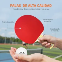 SPORTNOW Palas de Ping Pong con 4 Raquetas 8 Pelotas y Estuche de Transporte para Principiantes Expertos Rojo(m-5)