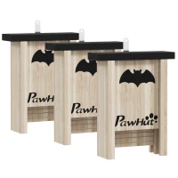 PawHut Set van 3 vleermuizenkasten, vleermuizenhuisjes voor tuinen, boomgaarden, boerderijen, eenvoudig op te hangen, 18 x 6 x 22,5 cm(m-1)