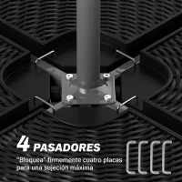 Outsunny Base para Sombrilla de 4 Piezas Rellenable con Arena 68 kg o Agua 52 L para Jardín Patio Terraza Negro(m-7)