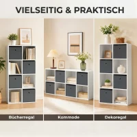 HOMCOM Regał z 8 przegródkami i 4 materiałowymi szufladami, regał do przechowywania, wielofunkcyjny, Szary(m-6)