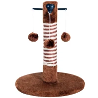 PawHut Poste Rascador para Gato Rascador Árbol para Arañar 3 Bolas de Juego Cubierta de Felpa Sisal Natural 34x34x42cm Marrón(m-1)