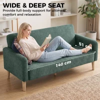 HOMCOM 2 Seater Sofa, Velvet Small Couch with 20cm Thick Padding, Wide and Deep Seat, Dark Green(m-6)