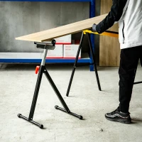 HOMCOM Soporte de Rodillo Plegable y Ajustable en Altura de 68-110 cm con Manivela de Bloqueo Carga Máx. 60kg / 90kg Caballete Telescópico Negro y Plata(m-7)