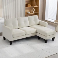 HOMCOM Sofá Chaise Longue Reversible con Estructura de Acero Tapizado en Chenilla 186x130x84cm Crema(m-10)
