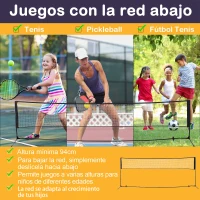 HOMCOM Red de Voleibol Tenis Bádminton 5 metros Altura Ajustable 94-158cm Plegable y Portátil con bolsa de transporte 500x60x94/158cm(m-6)