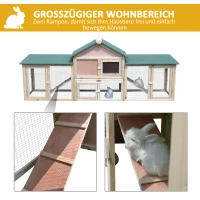 Pawhut Kleintierstall mit 2 Freiluftgehegen Tannenholz Grau + Schwarz(m-5)