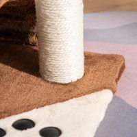 PawHut Árbol Rascador para Gatos Pequeños Altura 46 cm de 2 Niveles Árbol para Gatos con Poste Tablero para Rascar Plataformas y Juguete de Bola Colgante 35,5x37x46 cm Marrón(m-9)